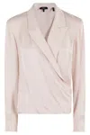 Theory Lapel Wrap Blush Blouse With V-neck