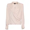 Theory Lapel Wrap Blush Blouse With V-neck