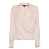 Theory Lapel Wrap Blush Blouse With V-neck In Multi