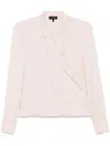 Theory Lapel Wrap Blush Blouse With V-neck