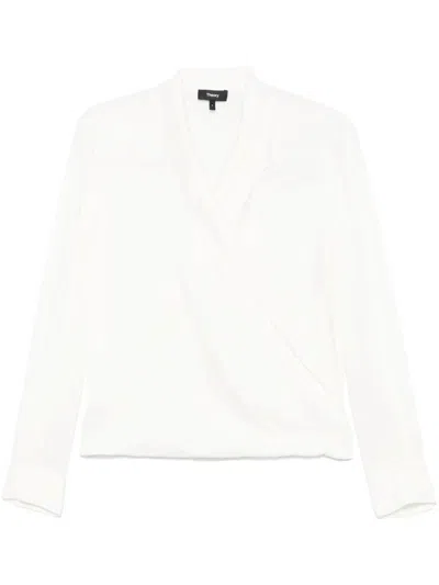 Theory Lapel Wrap Shirt In White