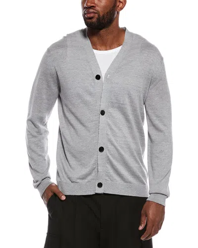 Theory Larus Corduroy Pacific Linen-blend Cardigan In Gray