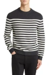 Theory Latho Stripe Wool Blend Sweater In Pestle Melange/ivory