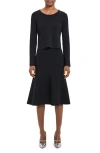 Theory Layered Long Sleeve Dress In Black