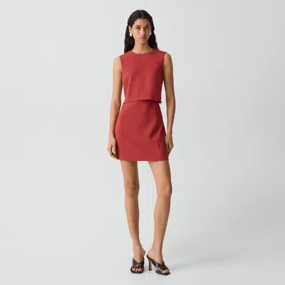 Theory Layered Mini Dress In Admiral Crepe In Brown