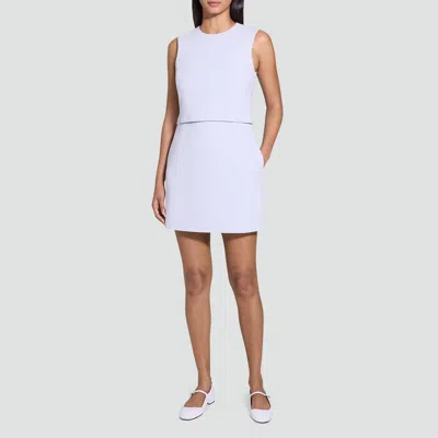 Theory Layered Mini Dress In Admiral Crepe In Pearl Blue
