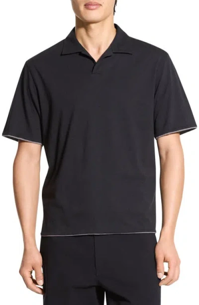 Theory Layered Pima Cotton Polo In Black