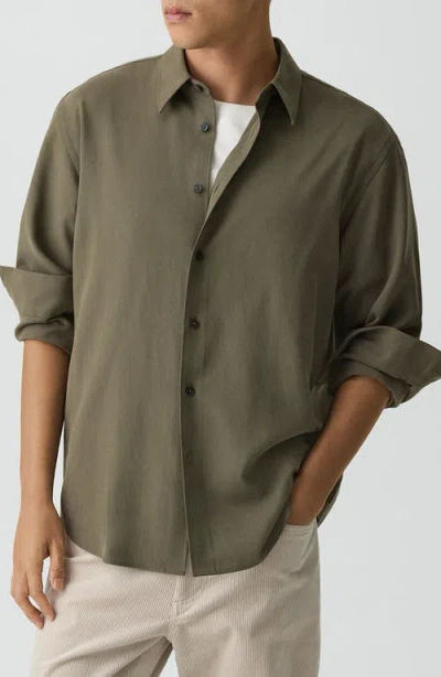 Theory Leaf Relaxed Button-up Shirt In Green