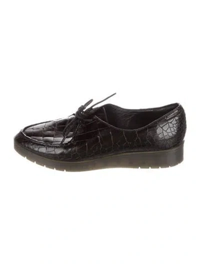 Pre-owned Theory Leather Animal Print Oxfords In Black