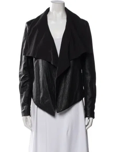 Pre-owned Theory Leather Biker Jacket In Black