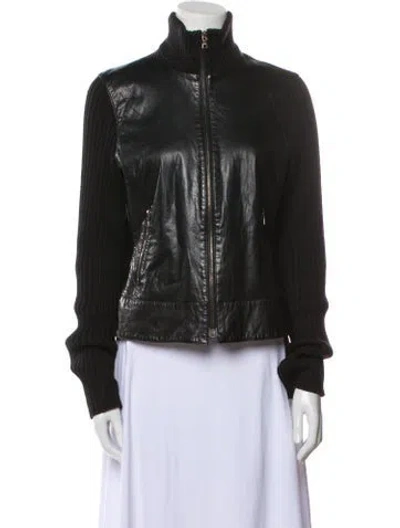 Pre-owned Theory Leather Biker Jacket In Black