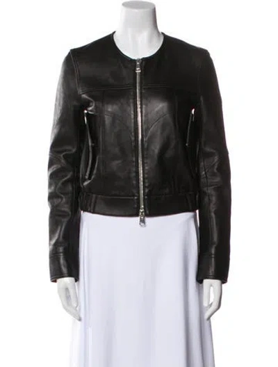 Pre-owned Theory Leather Biker Jacket In Black