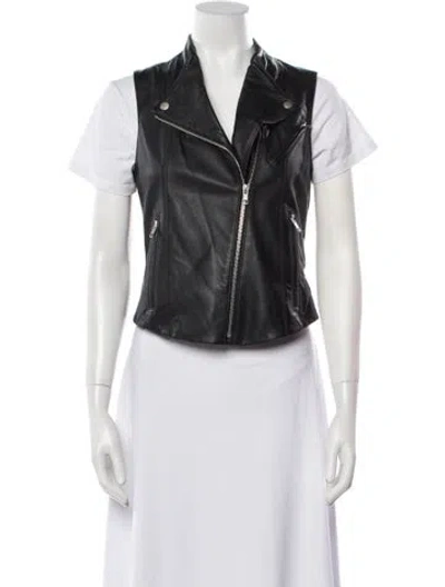 Pre-owned Theory Leather Biker Jacket In Black