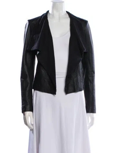Pre-owned Theory Leather Biker Jacket In Black