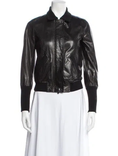 Pre-owned Theory Leather Biker Jacket In Black