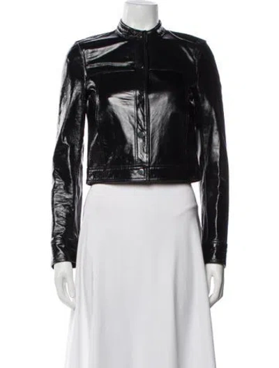 Pre-owned Theory Leather Biker Jacket In Black