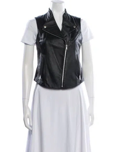 Pre-owned Theory Leather Biker Jacket In Black