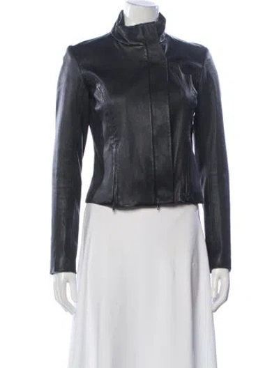 Pre-owned Theory Leather Biker Jacket In Black
