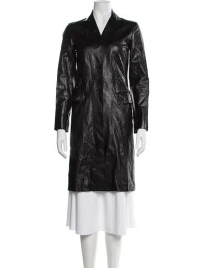 Pre-owned Theory Leather Biker Jacket In Black