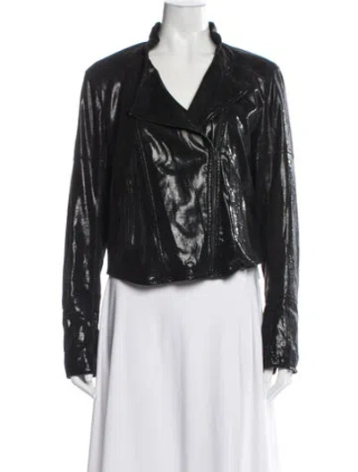Pre-owned Theory Leather Biker Jacket In Black