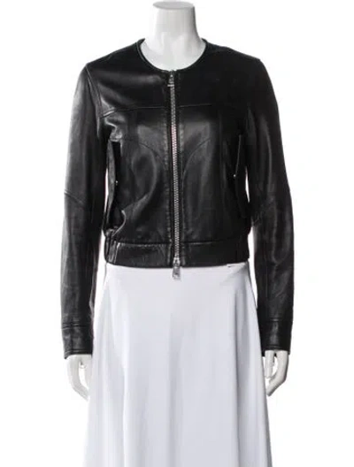 Pre-owned Theory Leather Biker Jacket In Black