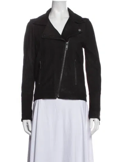 Pre-owned Theory Leather Biker Jacket In Black