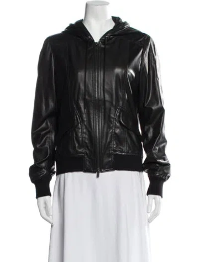 Pre-owned Theory Leather Biker Jacket In Black