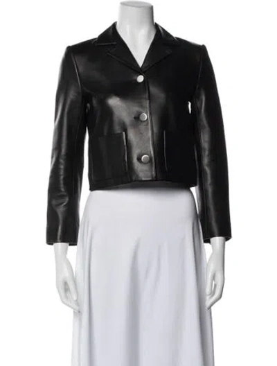 Pre-owned Theory Leather Biker Jacket In Black