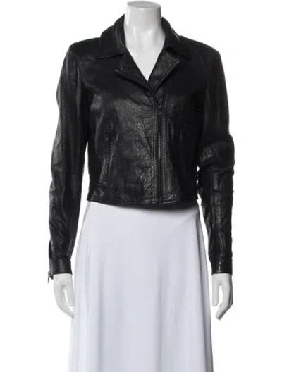 Pre-owned Theory Leather Biker Jacket In Multi
