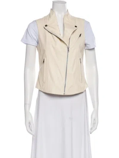 Pre-owned Theory Leather Biker Jacket In Neutral