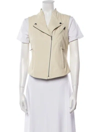 Pre-owned Theory Leather Biker Jacket In Neutral