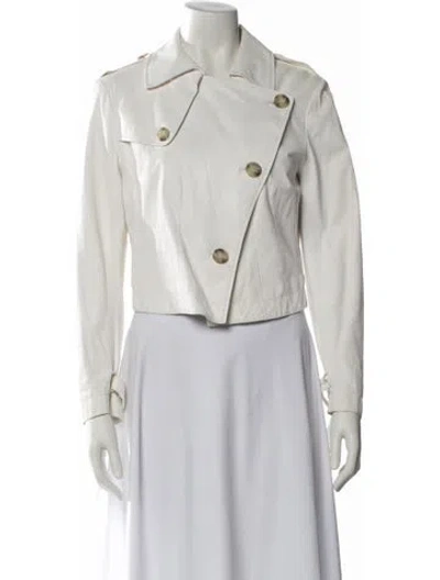 Pre-owned Theory Leather Biker Jacket In Neutral