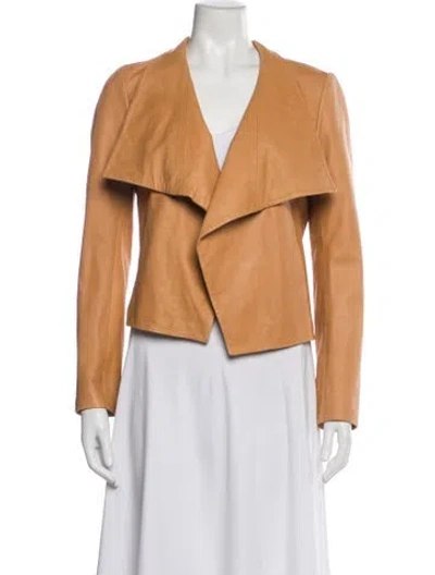 Pre-owned Theory Leather Biker Jacket In Neutral