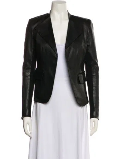 Pre-owned Theory Leather Blazer In Black