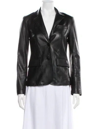 Pre-owned Theory Leather Blazer In Black
