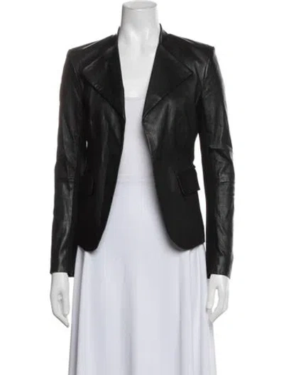 Pre-owned Theory Leather Blazer In Black