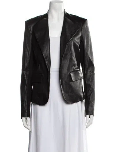 Pre-owned Theory Leather Blazer In Black