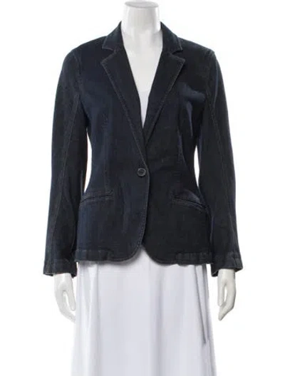 Pre-owned Theory Leather Blazer In Blue