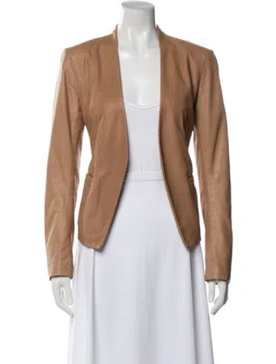 Pre-owned Theory Leather Blazer In Brown