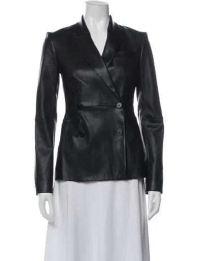 Pre-owned Theory Leather Blazer In Gray