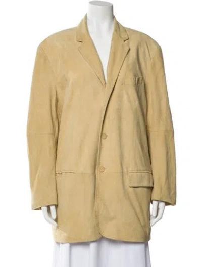 Pre-owned Theory Leather Blazer In Neutral