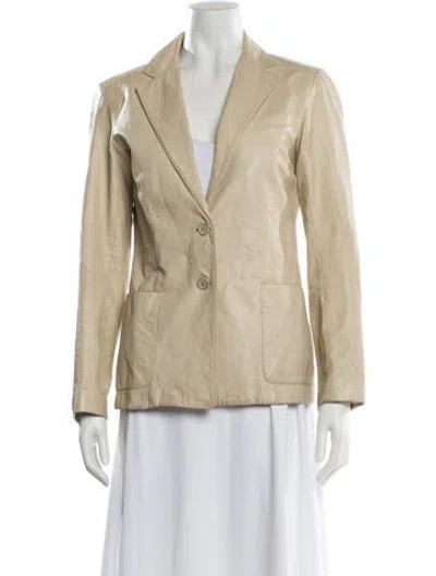 Pre-owned Theory Leather Blazer In Neutral