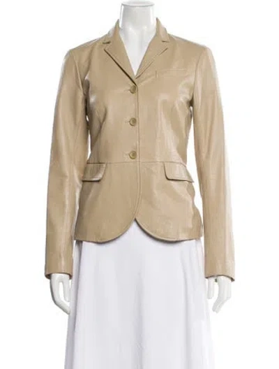 Pre-owned Theory Leather Blazer In Neutral