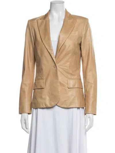 Pre-owned Theory Leather Blazer In Neutrals