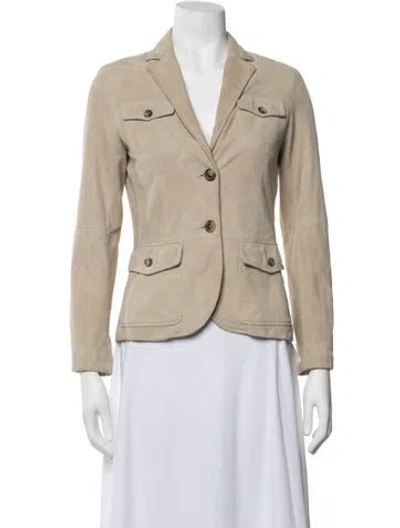 Pre-owned Theory Leather Blazer In Neutrals