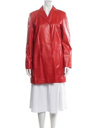 Pre-owned Theory Leather Blazer In Red