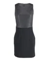 Theory Leather Bodice Dress In Grey Virgin Wool In Black