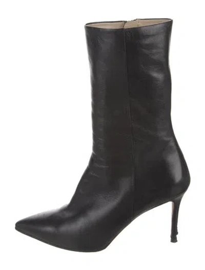 Pre-owned Theory Leather Boots In Black