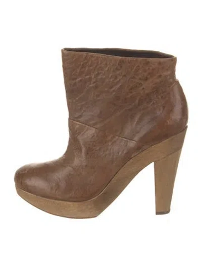 Pre-owned Theory Leather Boots In Brown