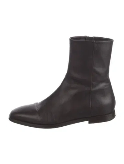Pre-owned Theory Leather Boots In Brown